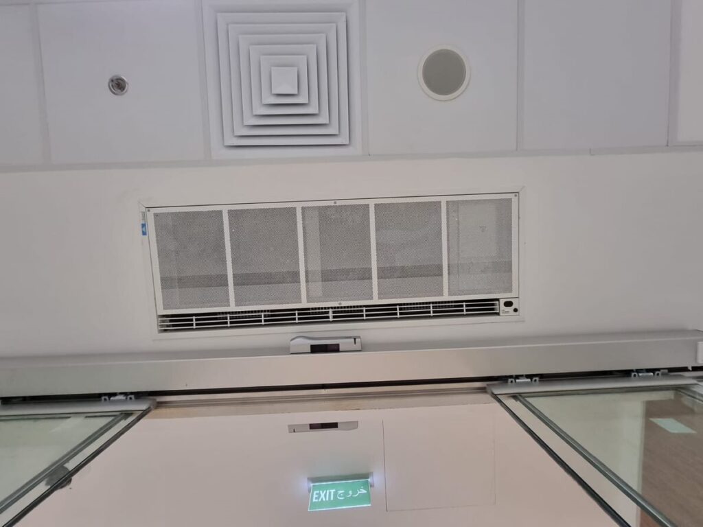 Installation of hidden air curtains in Saudi Arabia - ceiling air curtain